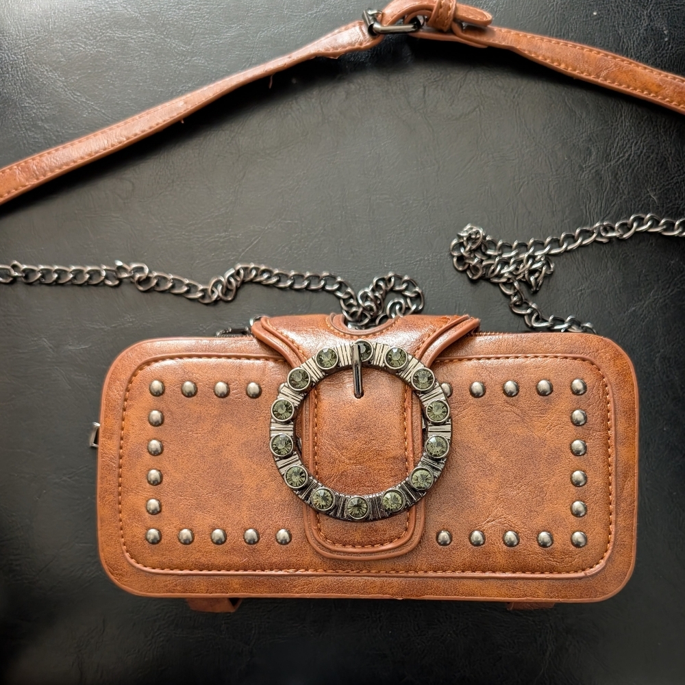 Brown Vegan Leather Women's Crossbody/Clutch Bag